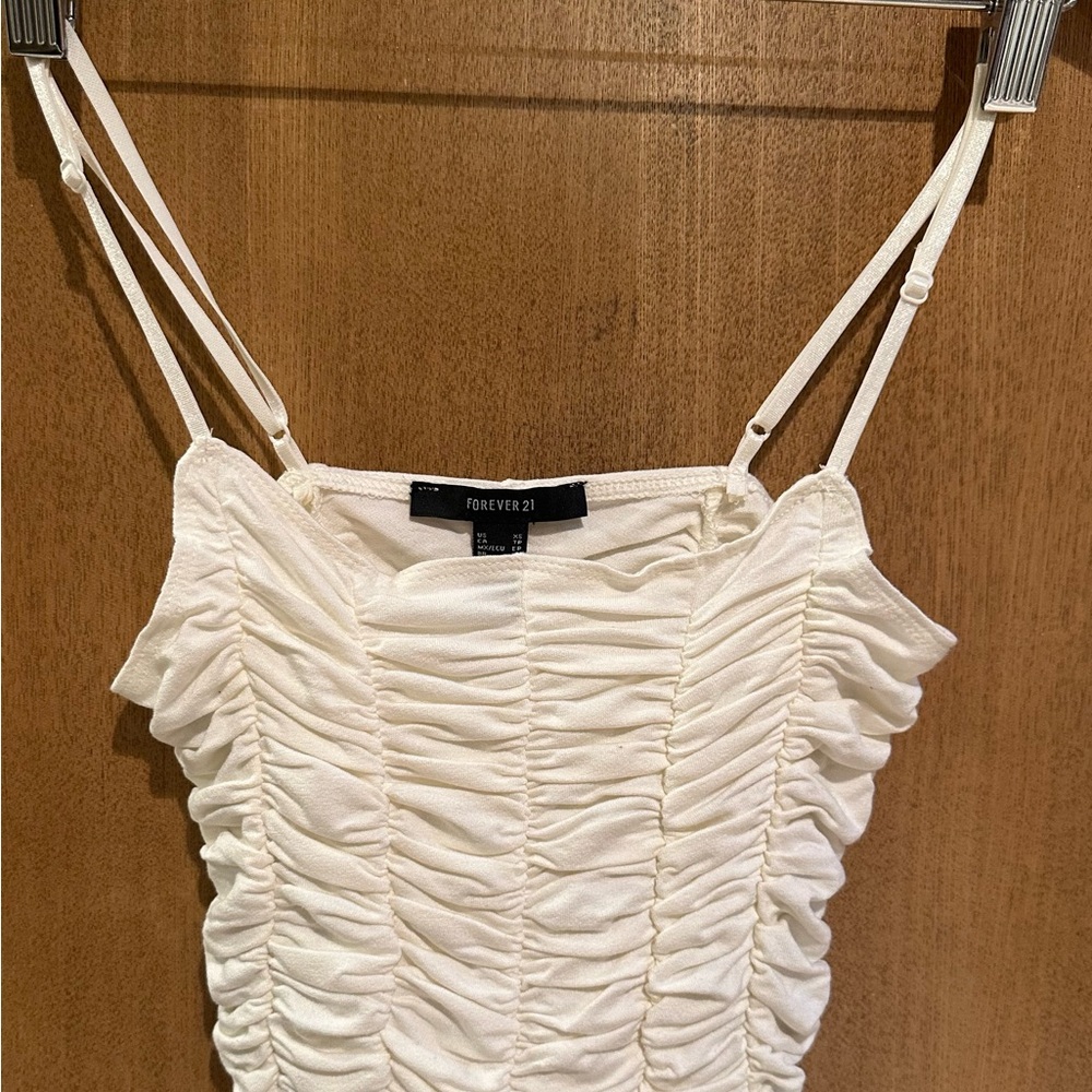 Forever 21 White Ruched Women's Top